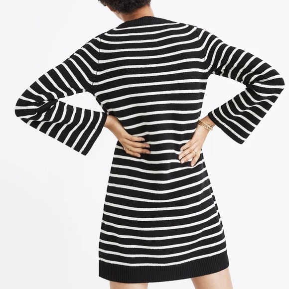 Madewell Button Sleeve Sweater Dress in Stripe XXS - Picture 6 of 6